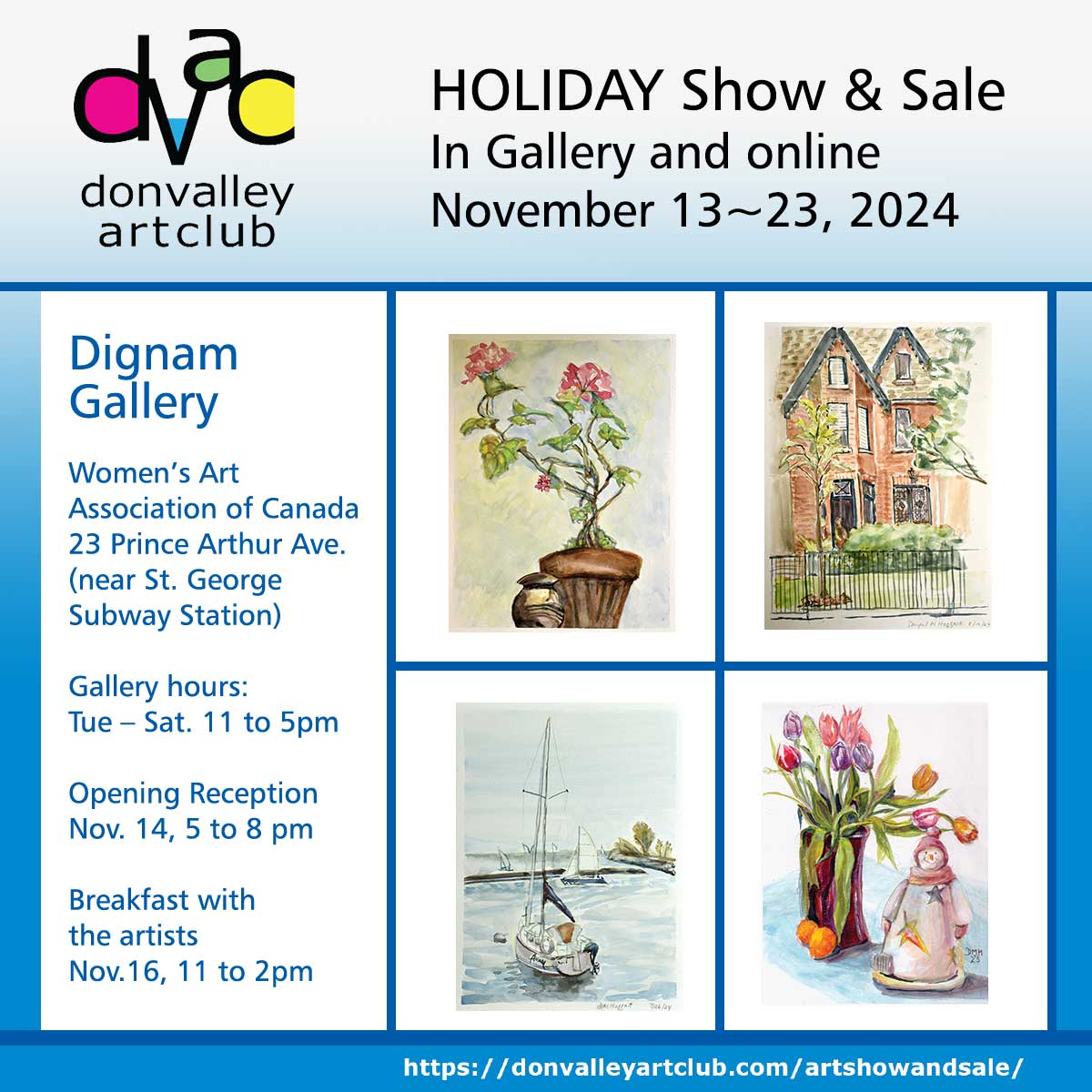 DVAC Holiday show and sale 2024 - in person and online.